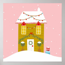 ピンククリスマスパーティー子供の誕生日ホリデー ポスター