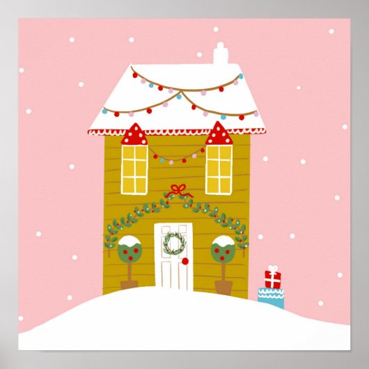 ピンククリスマスパーティー子供の誕生日ホリデー ポスター (正面)