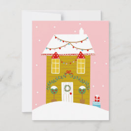 ピンククリスマスパーティー子供の誕生日ホリデー 出欠カード