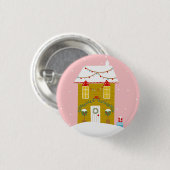 ピンククリスマスパーティー子供の誕生日ホリデー 缶バッジ (正面&裏面)