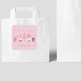 ピンククリスマスファイブ格言カスタムファミリー スクエアシール