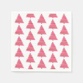 ピンククリスマスフォークアートツリーテーブルクロス スタンダードカクテルナプキン (正面)