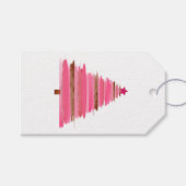 ピンククリスマスフォークアートtwigツリー ギフトタグ (正面(横))