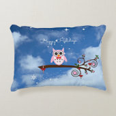 ピンククリスマスフクロウ アクセントクッション (正面)