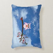 ピンククリスマスフクロウ アクセントクッション (正面(垂直))