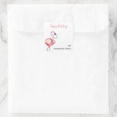 ピンククリスマスフラミンゴリーズラハッピーホリデーズ スクエアシール (バッグ)