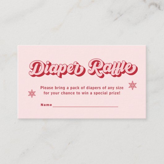 ピンククリスマスベビーシャワーオムツラッフルチケット エンクロージャーカード (正面)