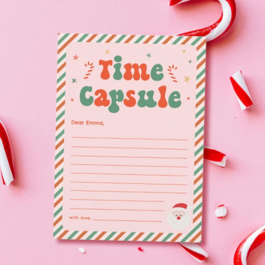 ピンククリスマスベビーシャワータイムカプセルゲームカード 招待状