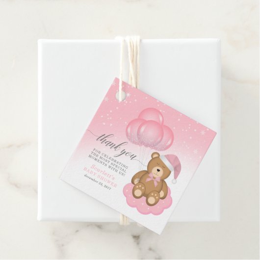 ピンククリスマスベビースリーピーベアーサンキュー フェイバータグ (インサイチュ)