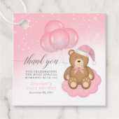 ピンククリスマスベビースリーピーベアーサンキュー フェイバータグ (正面)