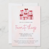 ピンククリスマスホリデーお気に入りのパーティー 招待状 (正面)