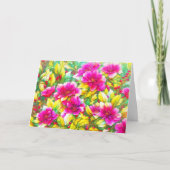 ピンククリスマスホリデーフラワーアートカード カード (正面)