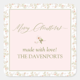 ピンククリスマスホームメイドフードホリデーベーキング スクエアシール