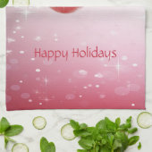 ピンククリスマスボールホリデーキッチンタオル キッチンタオル (折り畳み)