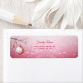 ピンククリスマスボール差出人住所ラベル ラベル (インサイチュ)