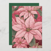 ピンククリスマスポインセチアデザイン シーズンカード (正面/裏面)