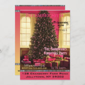 ピンククリスマスモーニングホリデーパーティー 招待状 (正面/裏面)