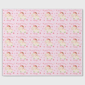 ピンククリスマスユニコーンホリデーパーソナライズされた ラッピングペーパー (フラット)