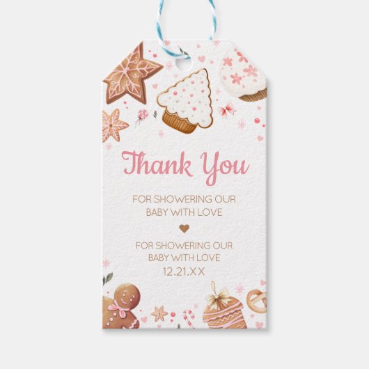 ピンククリスマスリトルクッキーメッセージカード ギフトタグ (正面)