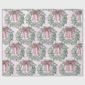 ピンククリスマスリース ラッピングペーパー (フラット)