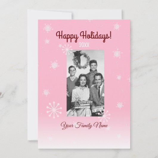 ピンククリスマスレトロルドルフのパーソナライズされたフラットカード シーズンカード (裏面)