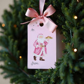 ピンククリスマスレトロヴィンテージサンタクッキー ギフトタグ