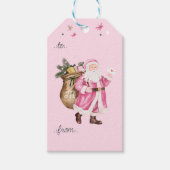 ピンククリスマスレトロヴィンテージサンタクロースから ギフトタグ (正面)