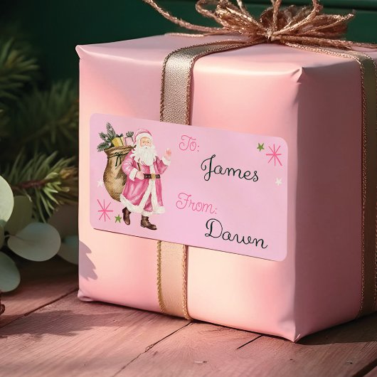 ピンククリスマスレトロヴィンテージサンタクロースから ラベル