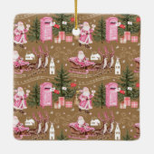 ピンククリスマスレトロヴィンテージサンタクロース写真 セラミックオーナメント (裏面)