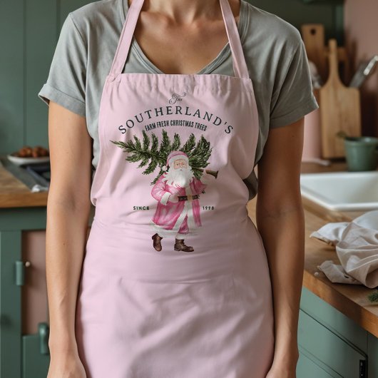 ピンククリスマスヴィンテージサンタクロースファームフレッシュツリー エプロン
