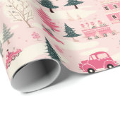 ピンククリスマスヴィンテージタウン ラッピングペーパー (ロールコーナー)
