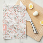 ピンククリスマスヴィンテージレトロサンタクロースカスタムホテル キッチンタオル (四つ折り)