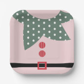 ピンククリスマス小妖精や小人スーツホリデーパーティー ペーパープレート (正面)