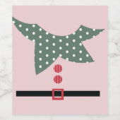 ピンククリスマス小妖精や小人スーツホリデーパーティー ワインラベル (シングルラベル)