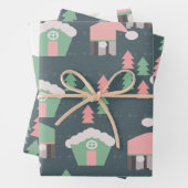 ピンククリスマス格言ズビレッジシティ ラッピングペーパーシート (インサイチュ)