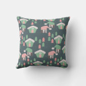 ピンククリスマス格言ビレッジジンジャーブレッドハウシズ クッション (裏面)