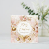 ピンククリスマス金ゴールドエンジェルフローラリースファミリー シーズンカード (スタンド正面)