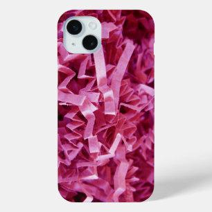 ピンククリンズシュレッド紙テクスチャ写真 iPhone 15 MINIケース