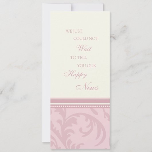 ピンククリームの婚約発表カード 案内状 (正面)