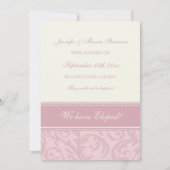 ピンククリームの秘密の結婚式のお知らせカード 案内状 (裏面)