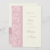 ピンククリームの秘密の結婚式のお知らせカード 案内状 (正面/裏面)