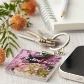 ピンククリームアジサイ黄色ピンクのフローラ最高の叔母 キーホルダー (正面右)