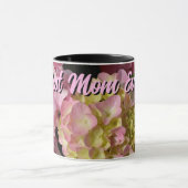ピンククリームアジサイ黄色ピンクのフローラ母親 マグカップ (中央)