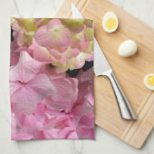 ピンククリームアジサイ黄色ピンクグリーンフローラ キッチンタオル (四つ折り)