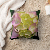 ピンククリームアジサイ黄色ピンクグリーンフローラ クッション (ブランケット)
