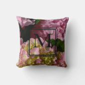 ピンククリームアジサイ黄色ピンクグリーンフローラ クッション (正面)