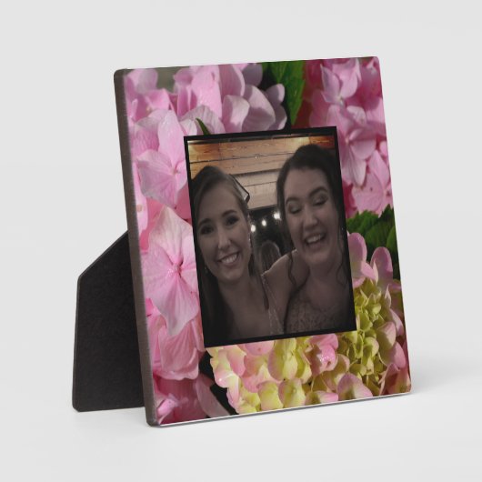 ピンククリームアジサイ黄色ピンクグリーンフローラ フォトプラーク (正面)