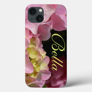 ピンククリームアジサイ黄色ピンクグリーンフローラ iPhone 13ケース