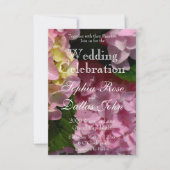 ピンククリームアジサイ黄色ピンク結婚フローラ 招待状 (正面)