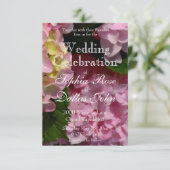 ピンククリームアジサイ黄色ピンク結婚フローラ 招待状 (スタンド正面)